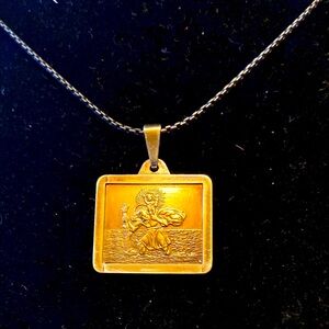 14k Gold and Sterling St Christopher Medal